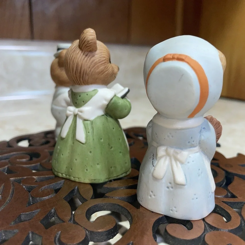 Vintage Homco Ceramic Bears Fall Pumpkin Turkey Book‎ Set of 3